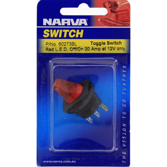 Narva Switch Toggle Illuminated On Off Red 60273BL