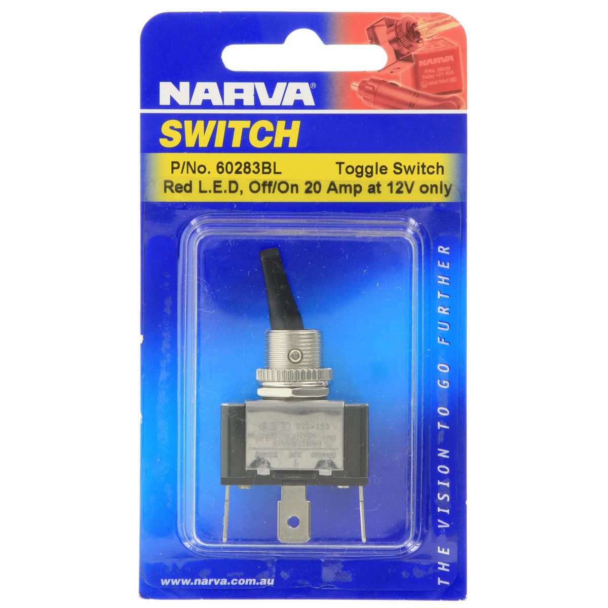 Narva Switch Toggle Illuminated On Off HD Red 60283BL