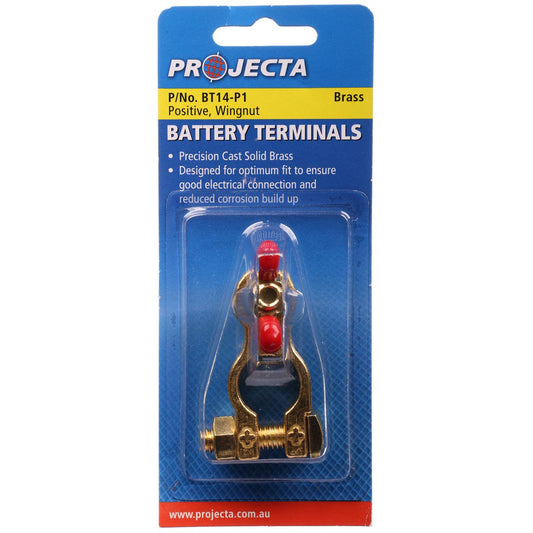 PROJECTA Brass Battery Terminal Positive Wingnut BT14-P1