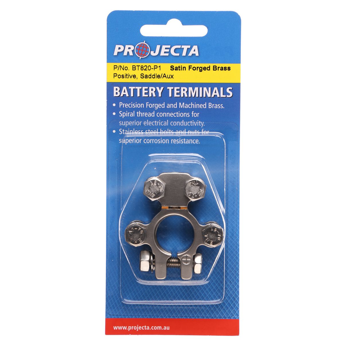 PROJECTA Satin Forged Brass Battery Terminal Positive BT820-P1