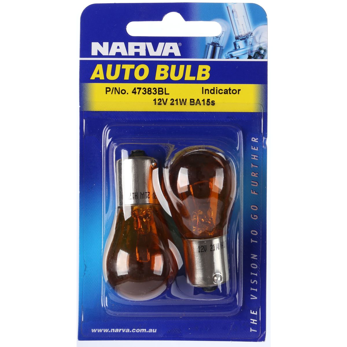 Narva Globes Tail Light/Indicator 12V 21W Amber 2 Pack 47383BL