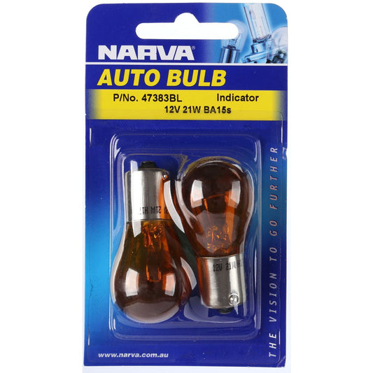 Narva Globes Tail Light/Indicator 12V 21W Amber 2 Pack 47383BL