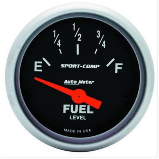 Autometer Sport-Comp 2-1/16in Fuel Level Gauge 0-30 Ohm Short Sweep Electric AU3317