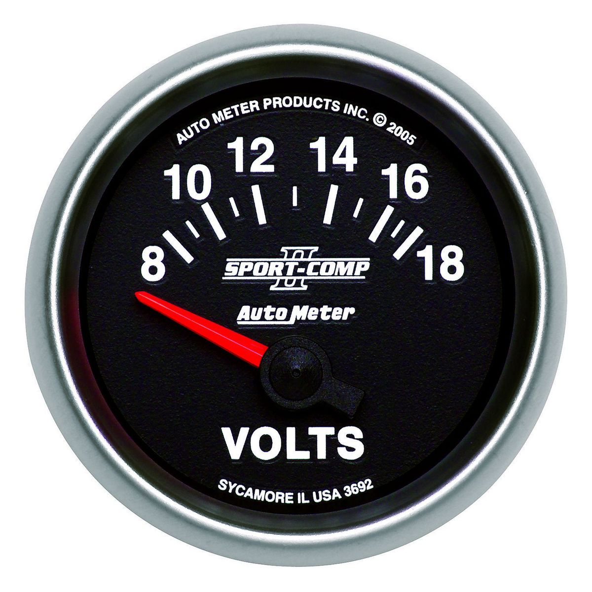 Autometer Sport-Comp II 2-1/16in Voltmeter Gauge 8-18V Short Sweep Electric AU3692