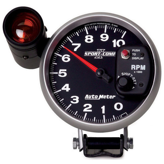 Autometer Sport-Comp II 5in Tacho Gauge 10,000rpm Pedestal Shift Lite AU3699