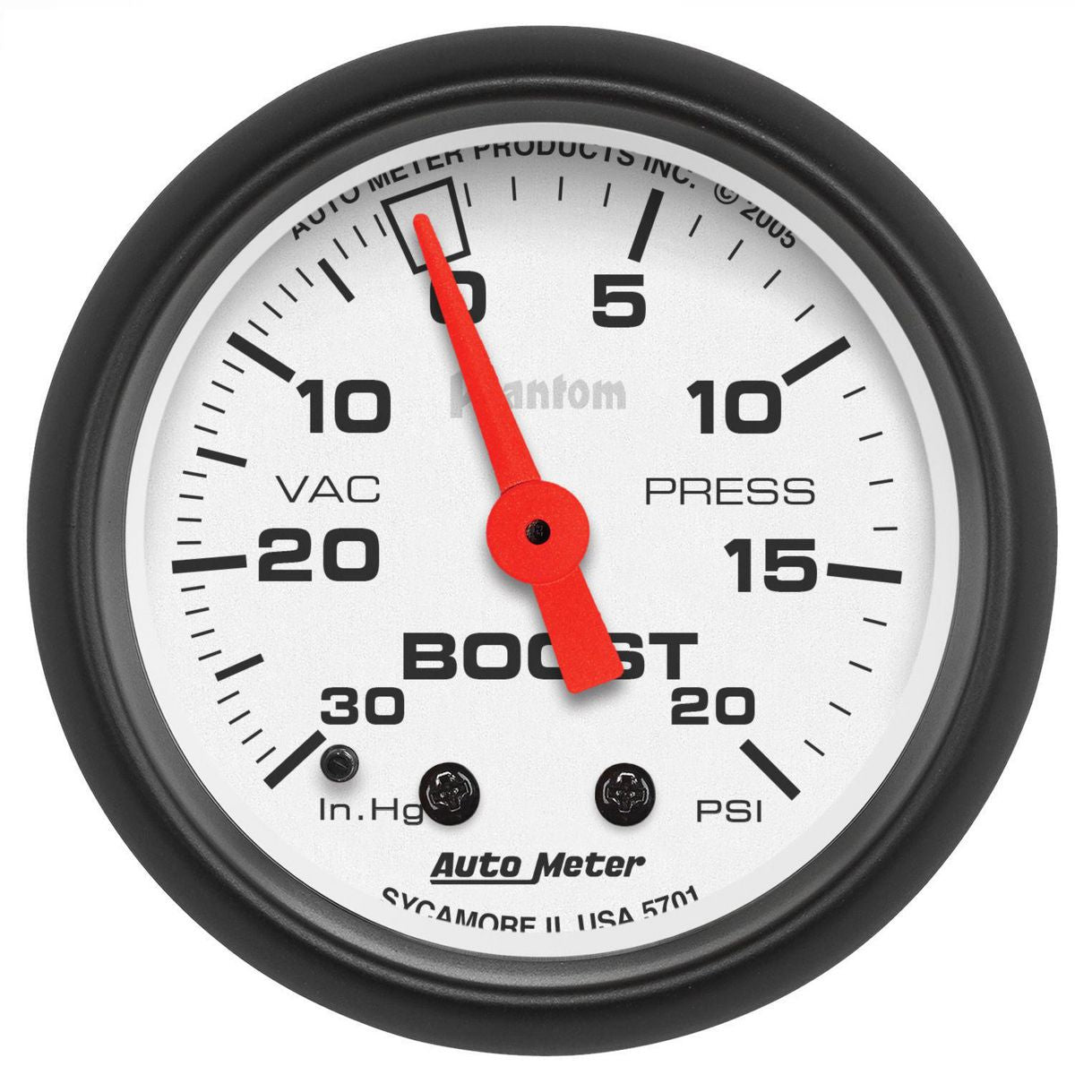 Autometer Phantom 2-1/16in Boost Vacuum Gauge 30in/Hg 20PSI Mechanical AU5701