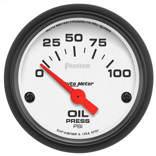 Autometer Phantom 2-1/16in Oil Pressure Gauge 0-100PSI Short Sweep Electric AU5727