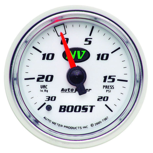 Autometer NV Series 2-1/16in Boost Vacuum Gauge 30in/Hg 20PSI Mechanical AU7307