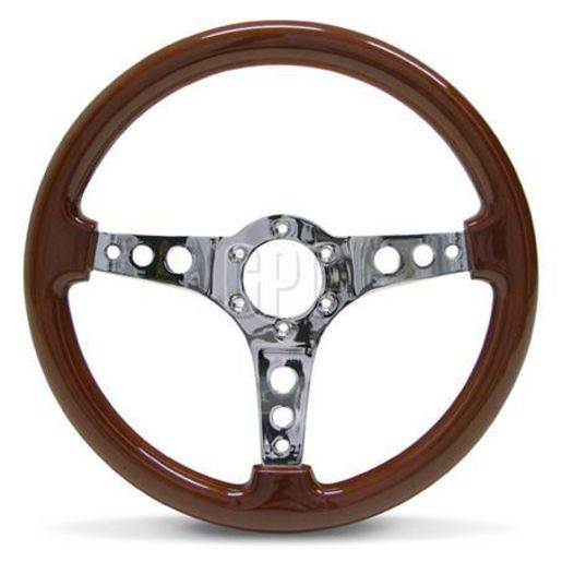 SAAS Steering Wheel Logano Wood Chrome Spoke 350mm SW506CW