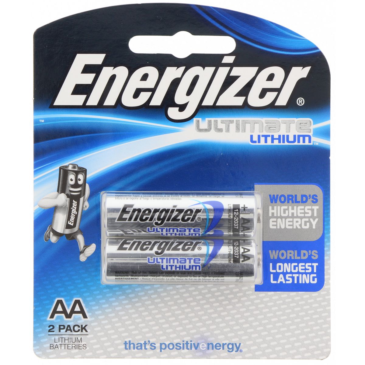 Energizer Ultimate Lithium AA Batteries 1.5V 2 Pack L91BP2T