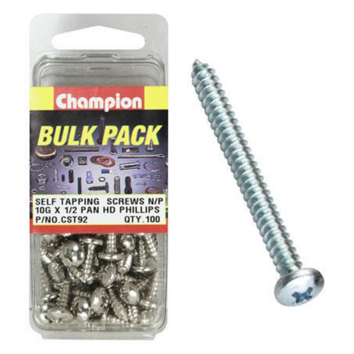 Champion Nickel Screw Self Tapp Panhead Phillips 4.8mm x 13mm 100Pk CST92