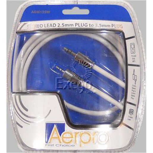 Aerpro 2.5mm to 3.5mm Stereo Lead 2m White ADM125W
