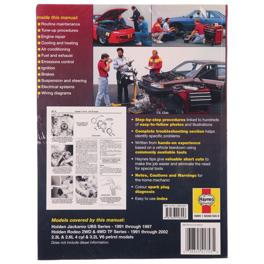 Haynes Repair Manual Suits Holden Jackaroo & Rodeo 91-02 41753