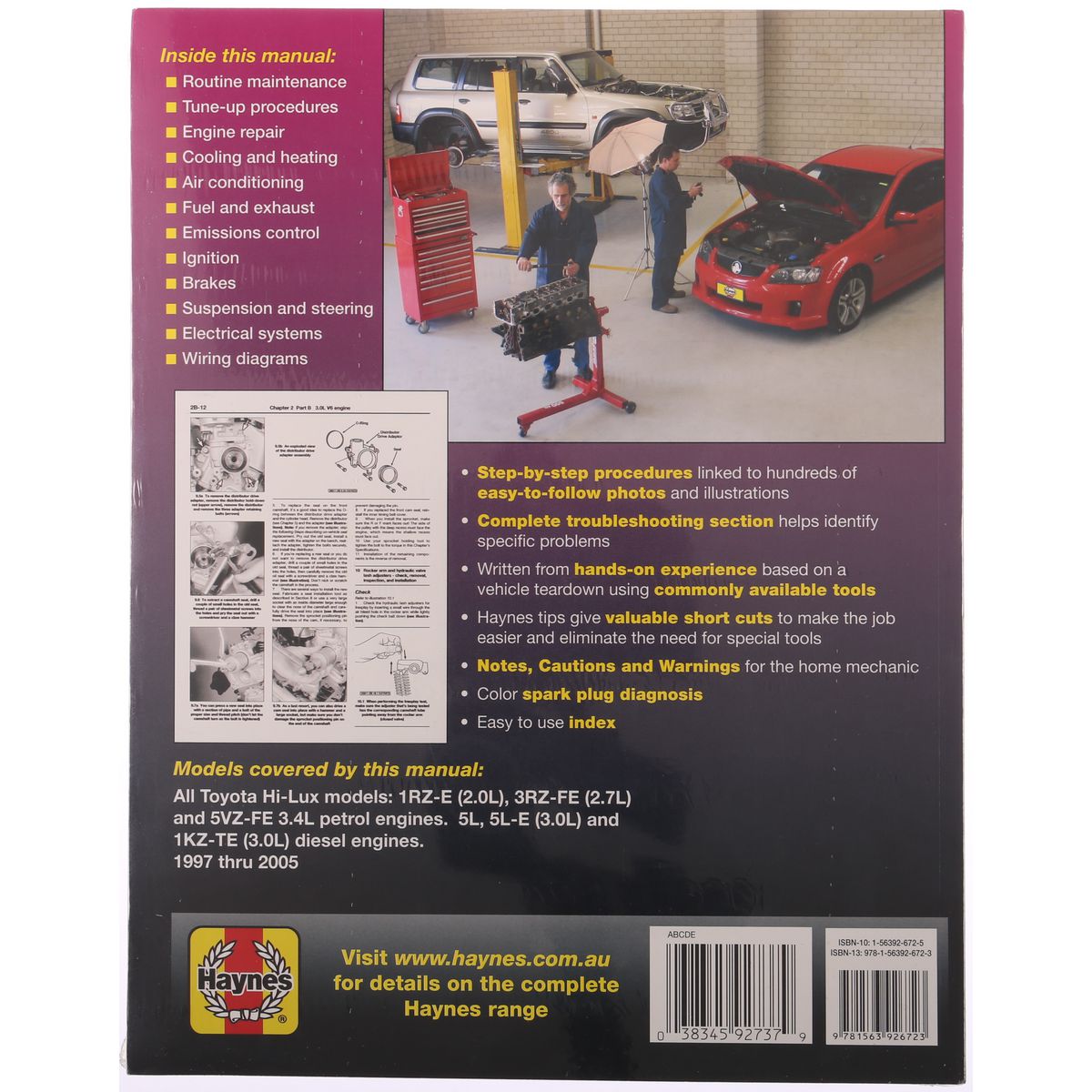 Haynes Repair Manual Suits Toyota Hi Lux 4x4 & 4x2 97-05 92737