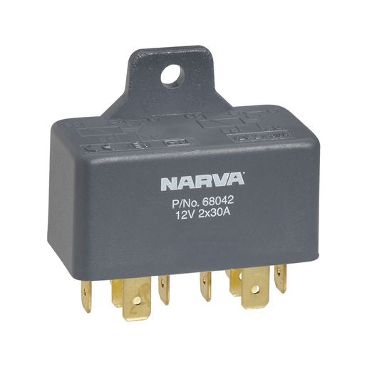 Narva Twin Relay Normally Open 12V 5 Pin 30A 68042