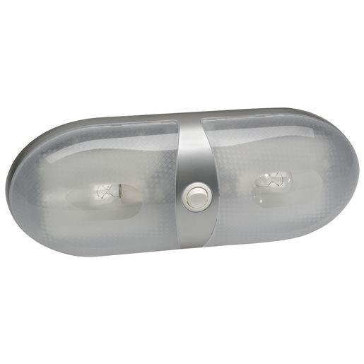 Narva Dome Interior Lamp 12V Dual Silver Satin Finish with Off/On Switch 86862S