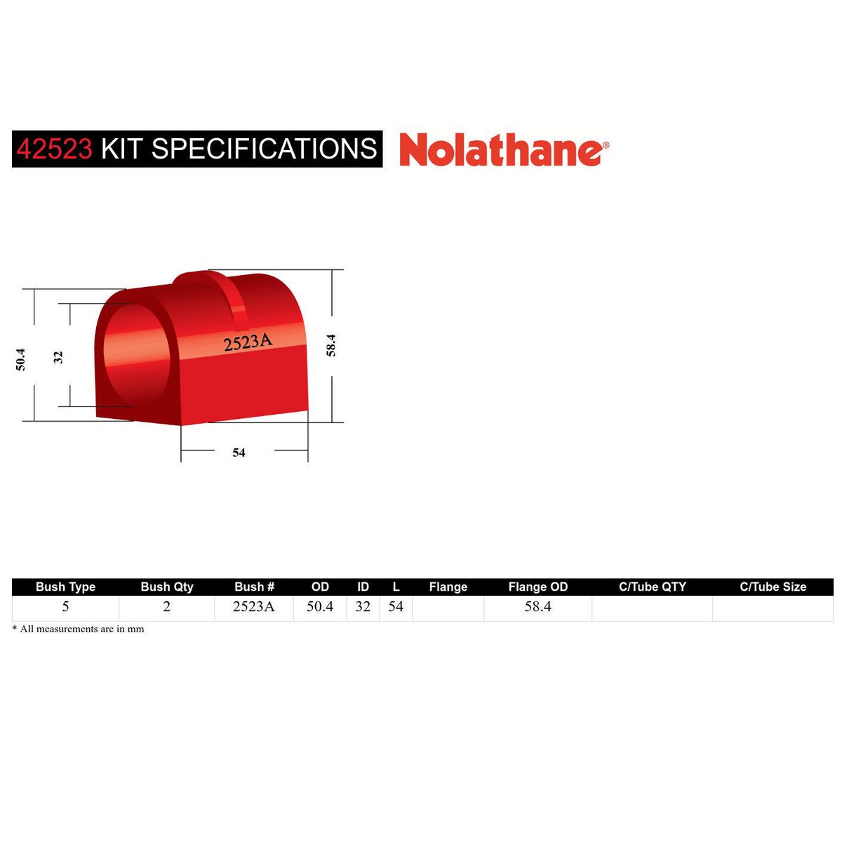 Nolathane Sway Bar Bush Kit 32mm 42523