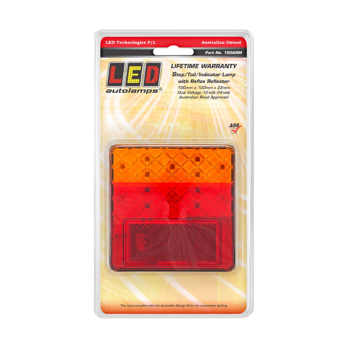 LED Autolamps Stop/Tail/Indicator Light LED 12/24V 100ARM