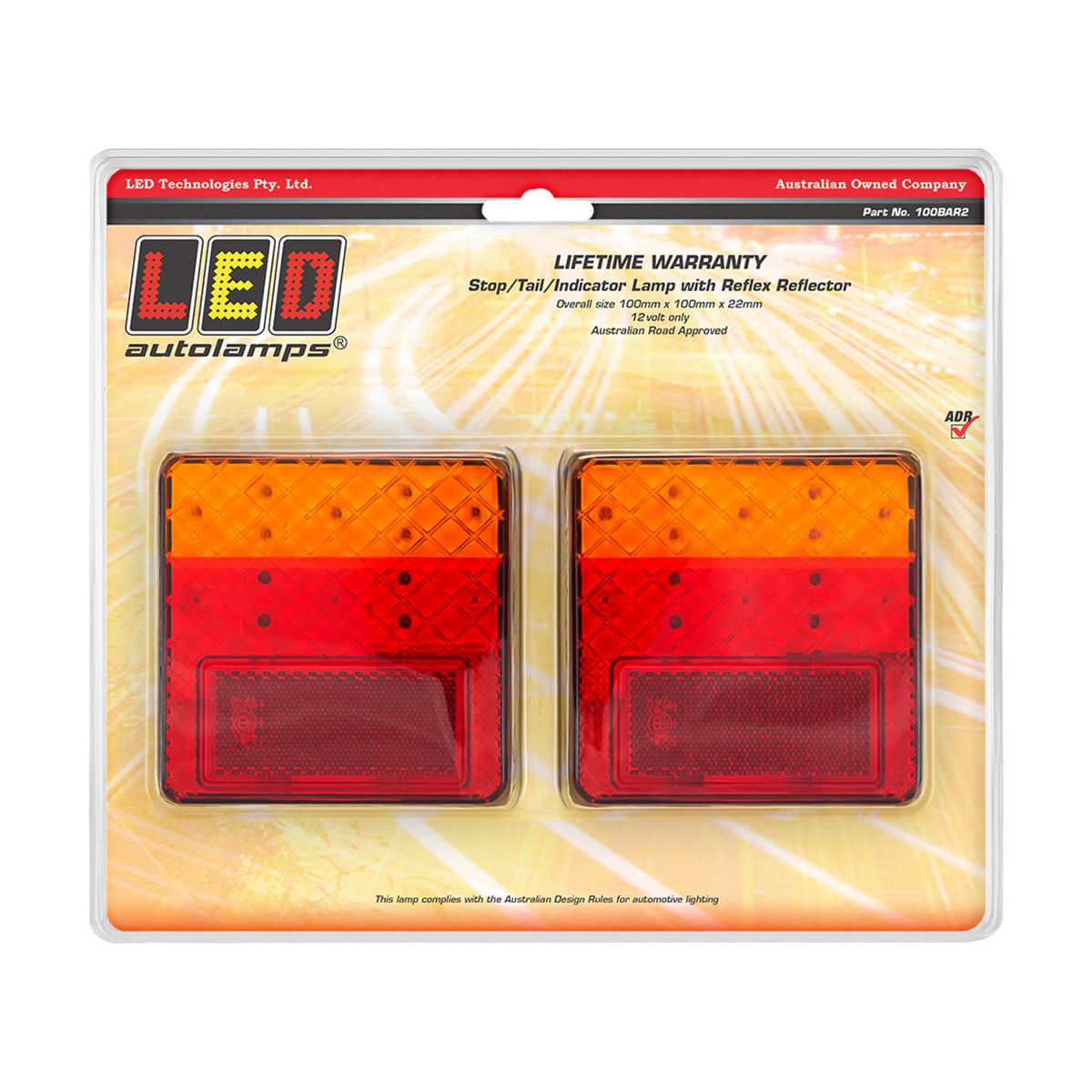 LED Autolamps Stop/Tail/Indicator Light LED 12V 100BAR2
