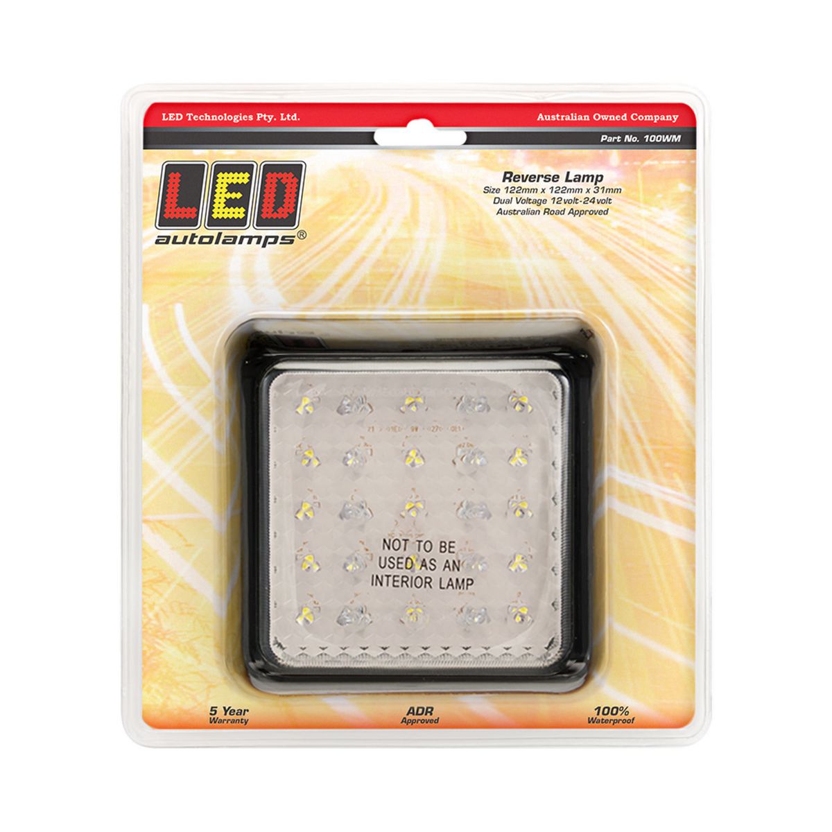 LED Autolamps Reversing LED Lamp 12/24V White w/Bracket & 30cm Wire 100WM