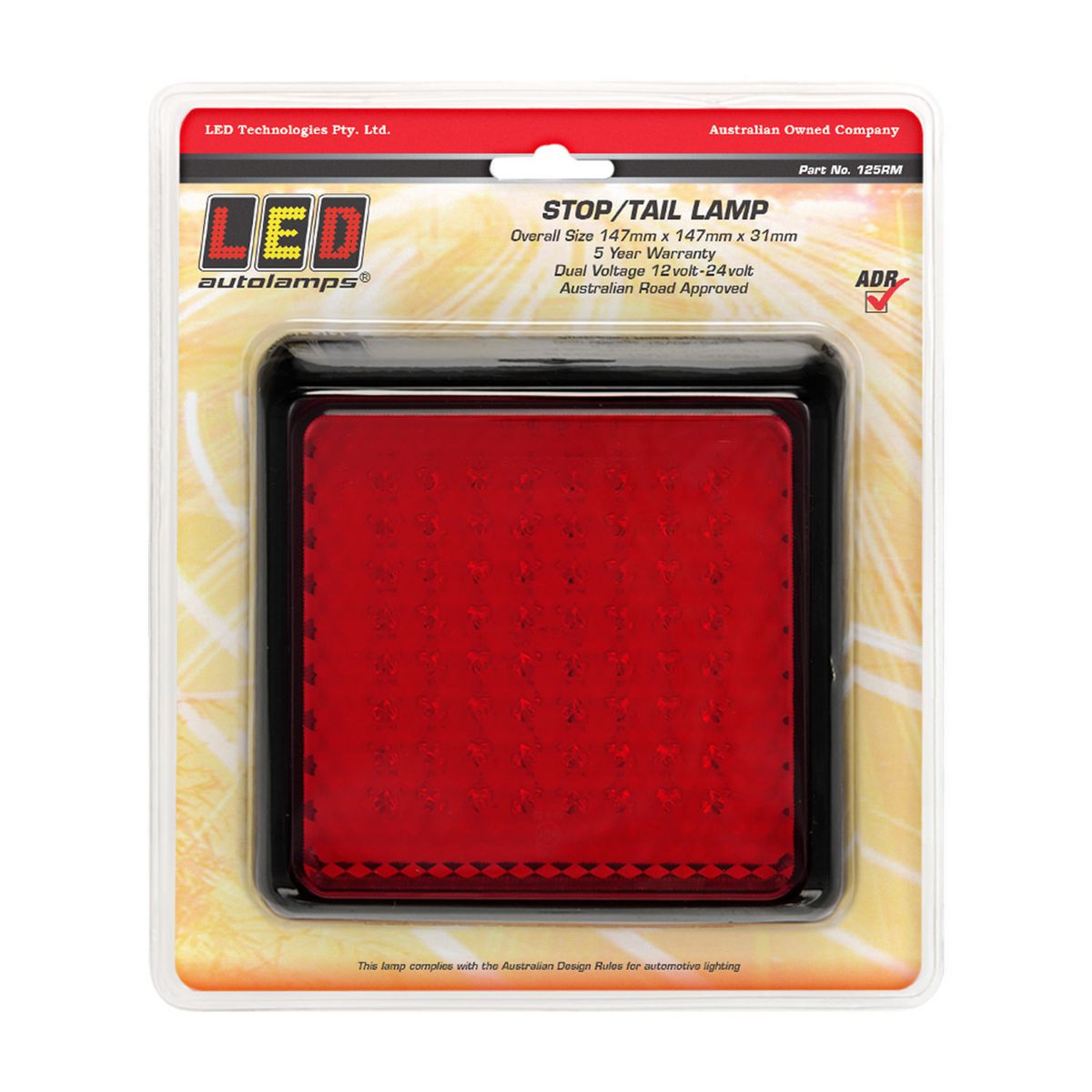 LED Autolamps Stop/Tail 64-LED Lamp 12/24V w/30cm Wire 125RM