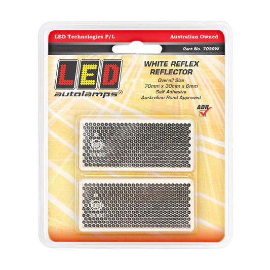 LED Autolamps Reflector White 70mmx30x6mm Rectangular 7030W