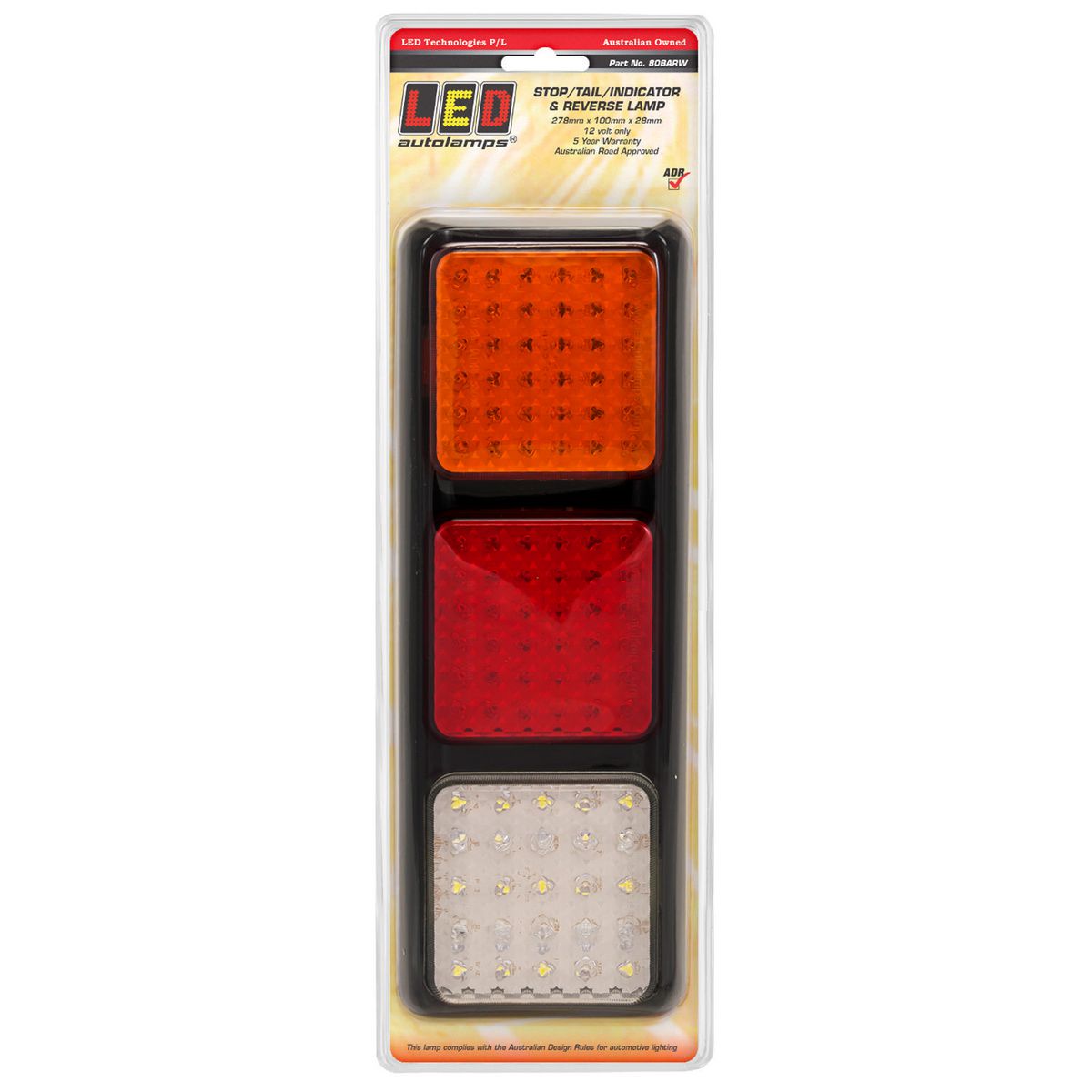 LED Autolamps Stop/Tail/Indicator/Reverse Light LED 12V 80BARW