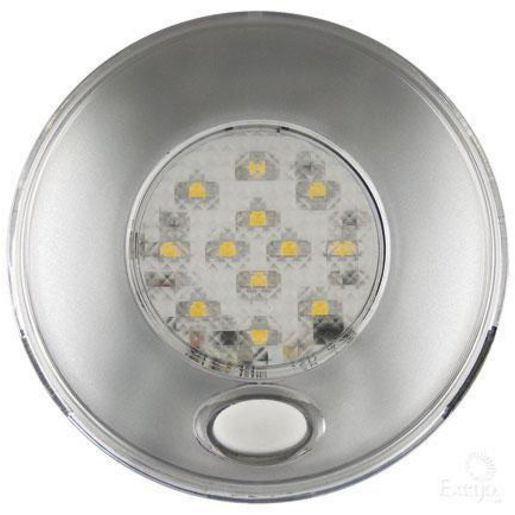 LED Autolamps Interior Light with Red Illuminated Switch and Silver Base Round 79mm 12V 79SWR12