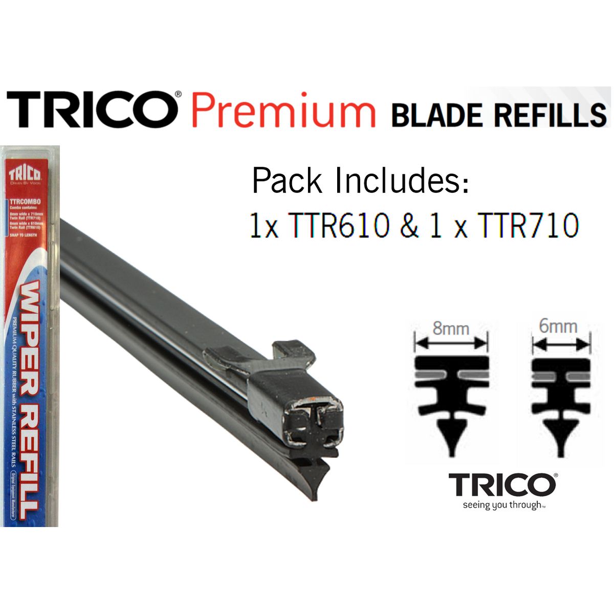 Trico Premium Wiper Refill Twin Metal Rail 710/610mm Pack TTRCOMBO