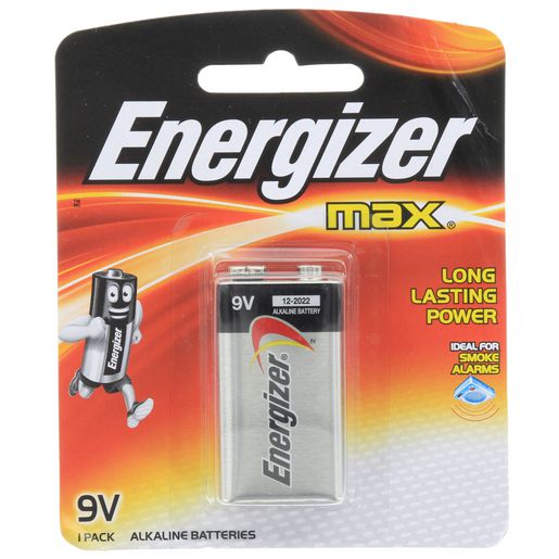Energizer Max 9V Alkaline Battery 1 Pack 522BP1T