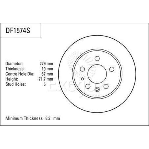 TRW Brake Rotor Single 279mm Rear DF1574S