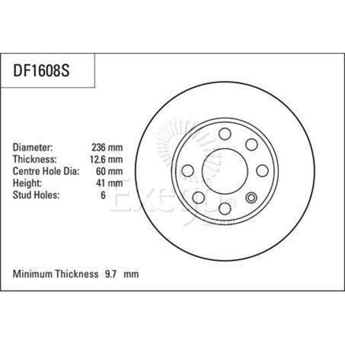TRW Brake Rotor Single 236mm Front DF1608S
