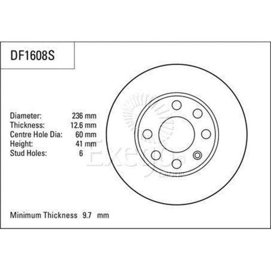 TRW Brake Rotor Single 236mm Front DF1608S