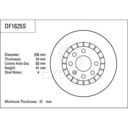 TRW Brake Rotor Single 256mm Front DF1625S
