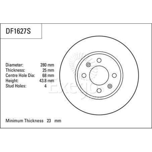 TRW Brake Rotor Single 280mm Front DF1627S
