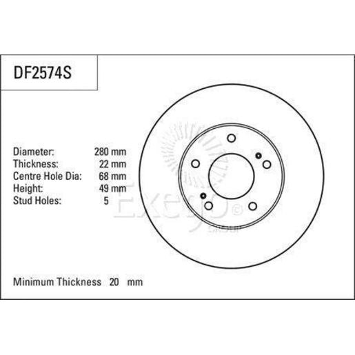 TRW Brake Rotor 280mm Front DF2574S