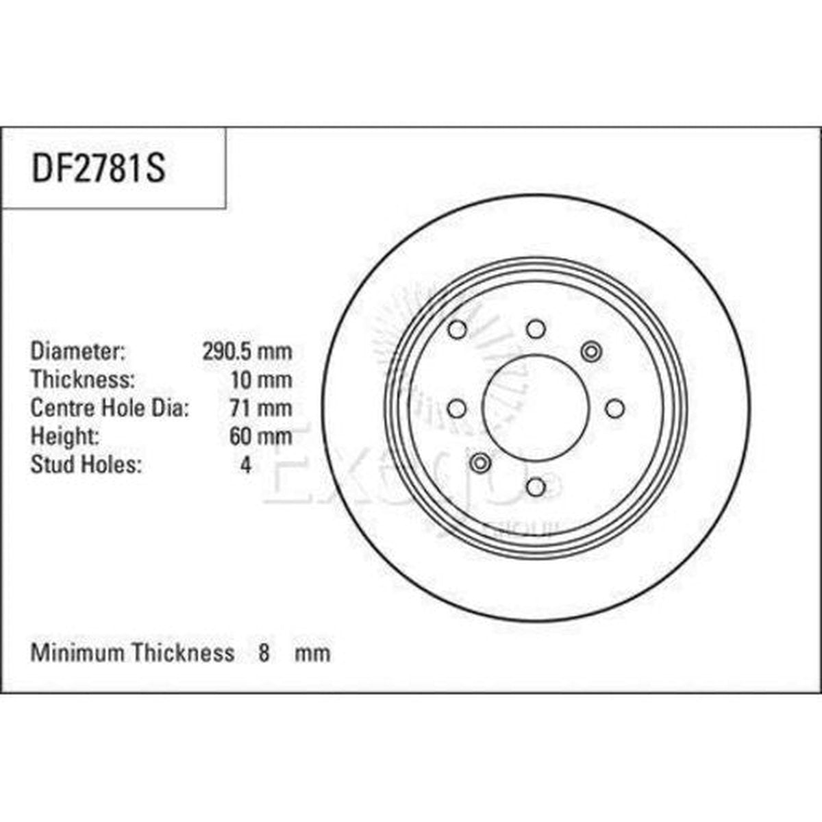 TRW Brake Rotor Single 290.5mm Rear DF2781S