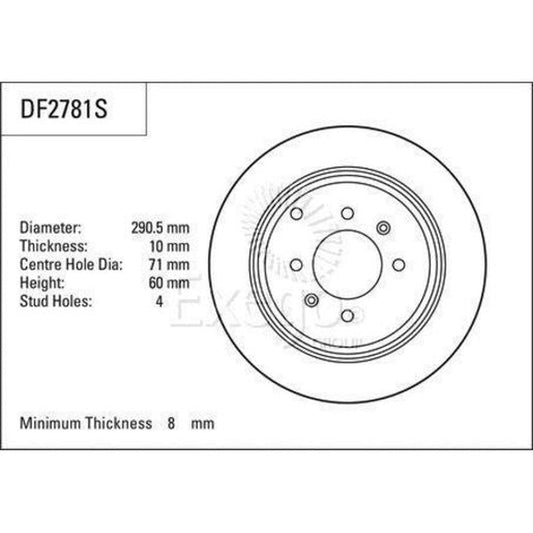 TRW Brake Rotor Single 290.5mm Rear DF2781S