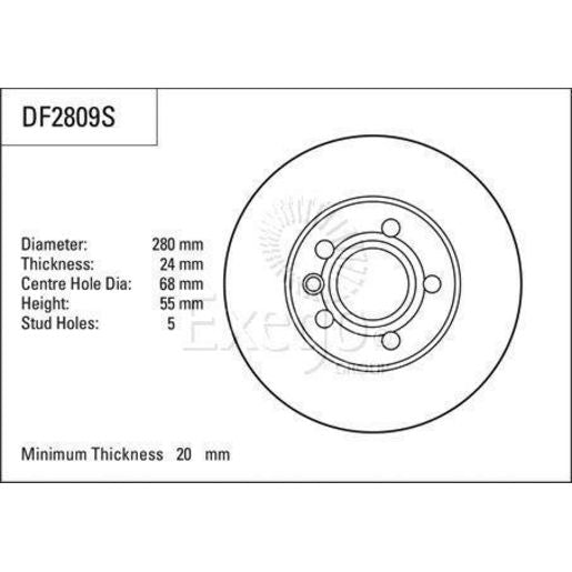 TRW Brake Rotor Single 280mm Front DF2809S