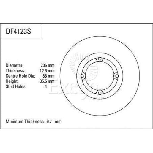 TRW Brake Rotor 236mm Front DF4123S