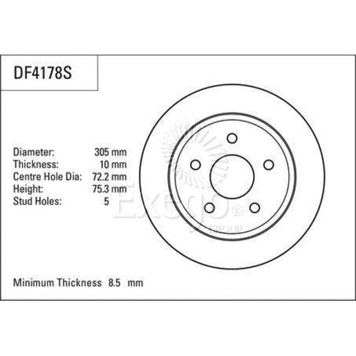 TRW Brake Rotor 305mm Rear DF4178S