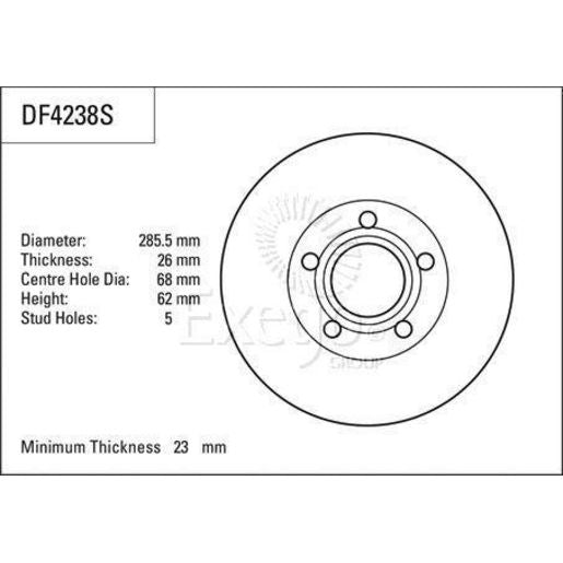 TRW Brake Rotor Single 285.5mm Front DF4238S