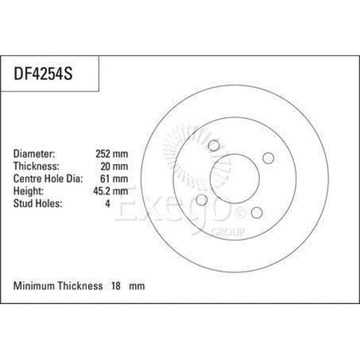 TRW Brake Rotor 252mm Front DF4254S
