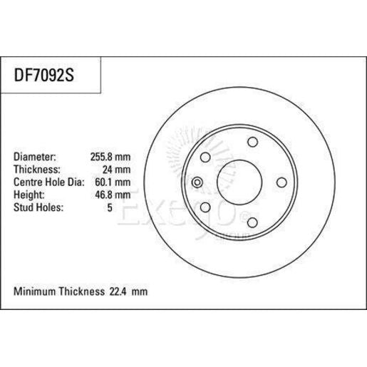 TRW Brake Rotor 255.8mm Front DF7092S