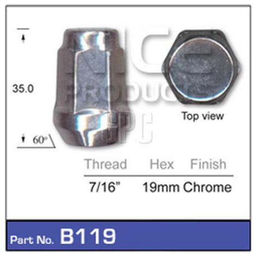 NICE Wheel Nut 7/16"" Chrome B119