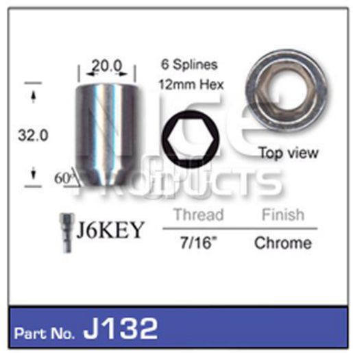 NICE Wheel Nut 7/16"" Chrome J132