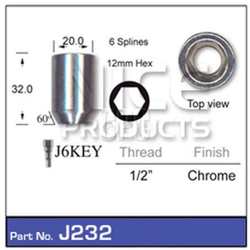 NICE Wheel Nut 1/2"" Chrome J232