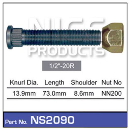 NICE Wheel Stud & Nut 1/2"" 73mm NS2090