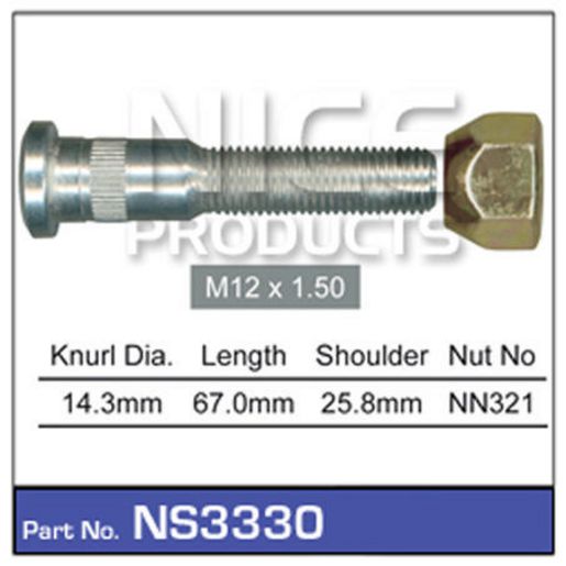 NICE Wheel Stud & Nut M12x1.50 67mm NS3330