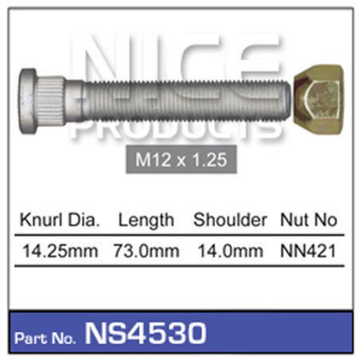 NICE Wheel Stud & Nut M12x1.25 73mm NS4530